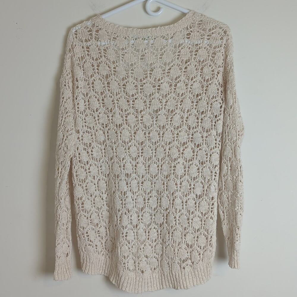 Cottagecore Embroidered Open Knit Sweater 100% Cotton Women's Medium - Picture 7 of 11